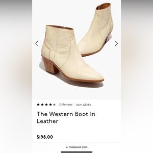 Madewell western boot in leather - 7.5